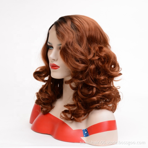 Aishili wholesale blonde brown kinky body wave curly hd 613 lace front synthetic wigs for women